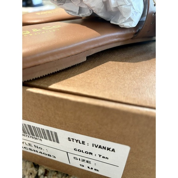 Rag & Co Sandal IVANKA Tan Brown Slide Leather Size 9 New In Box W/ Dust Bag - Picture 9 of 14